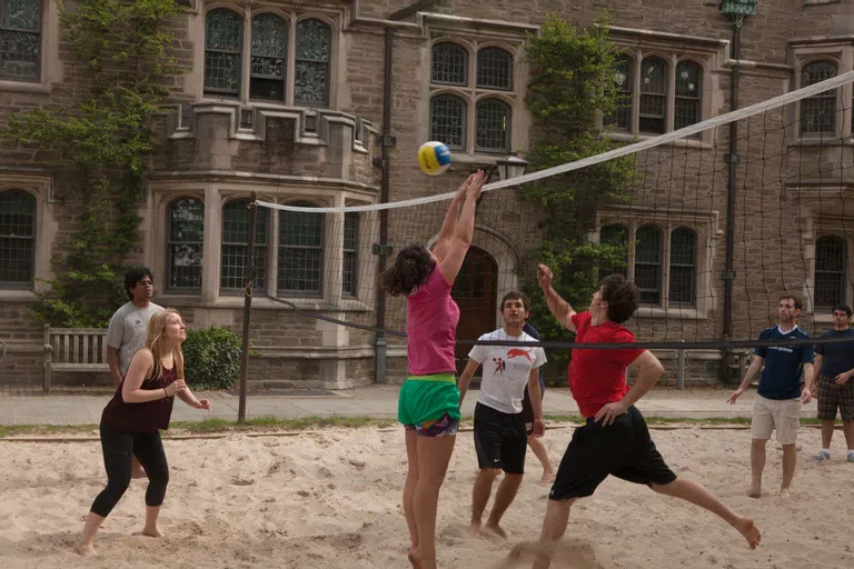 Volleyball Game in the Courtyard