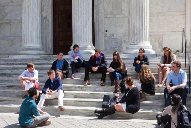 Students on the steps