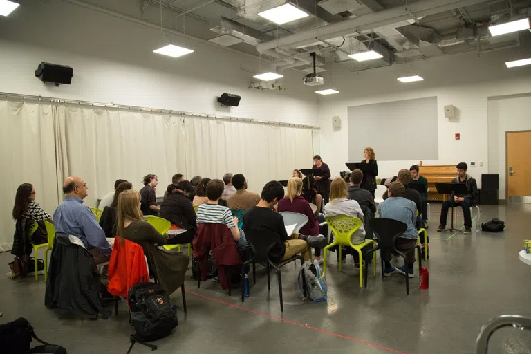 Students sitting around a table