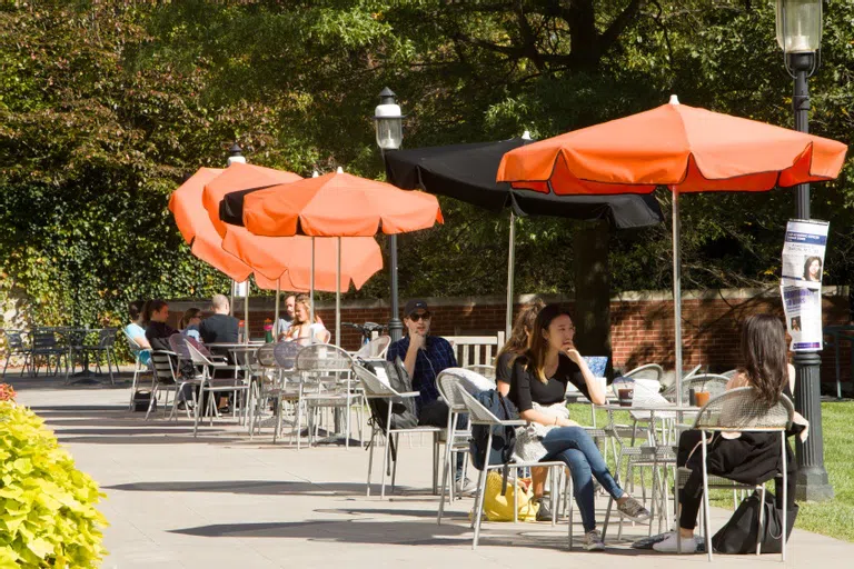 Students at Patio Tables