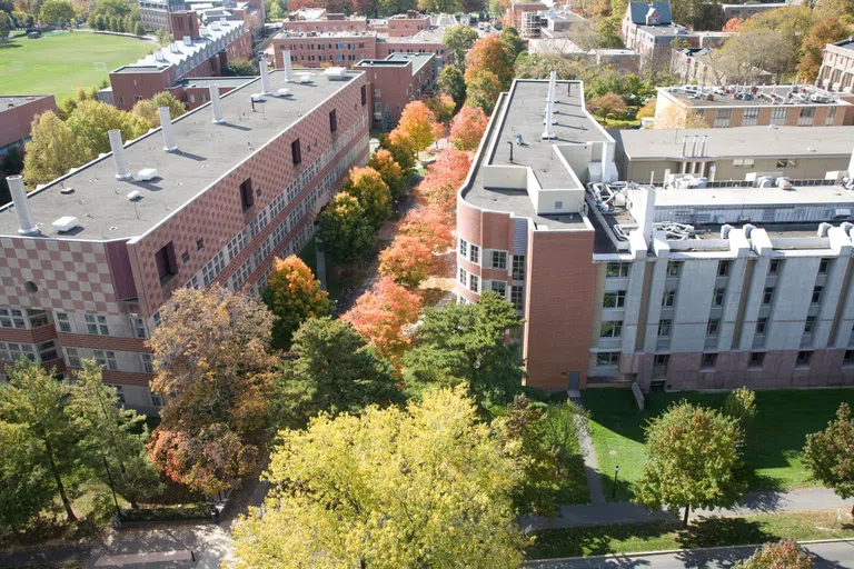 Aerial shot of Thomas Lab on the left