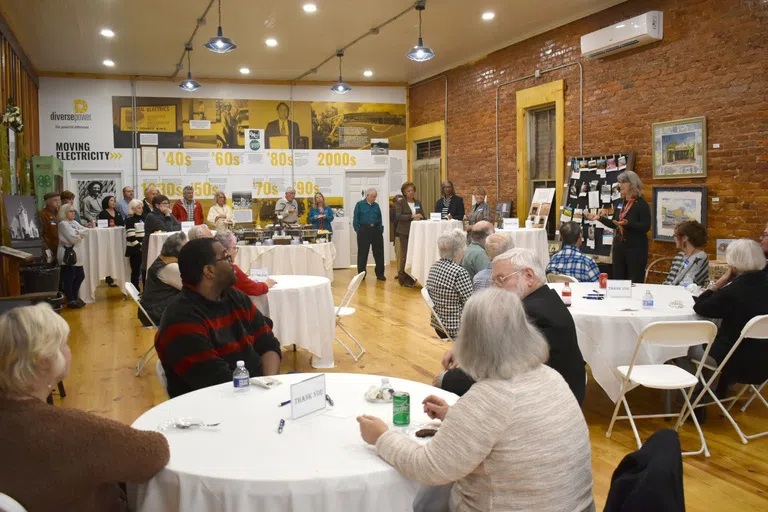 The image shows the interior of Maloof Building as it was recently used for a Smithsonian Exhibit.