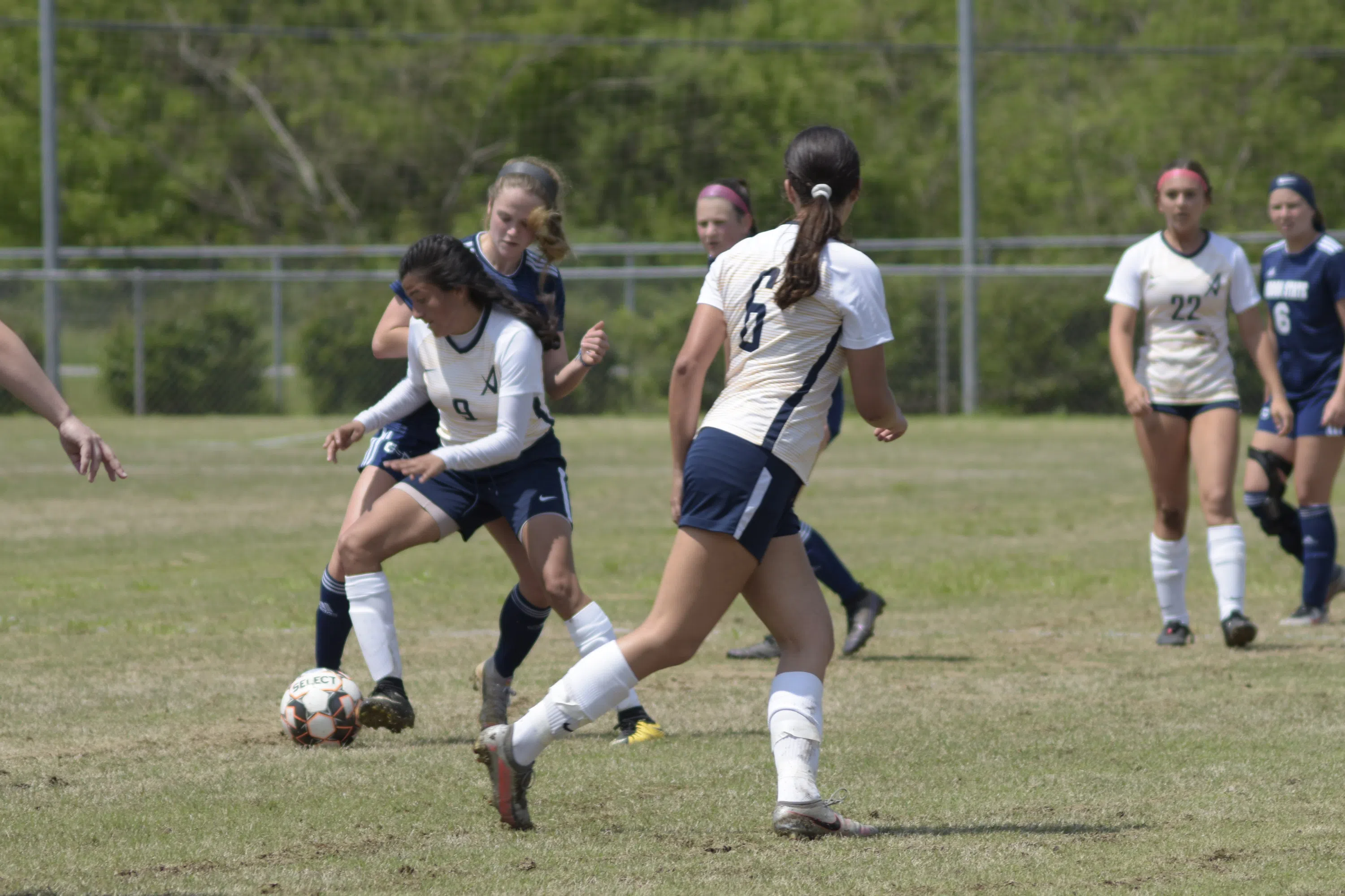 Andrew College women's soccer players take on an opponent at the Hord Athletic Complex in Cuthbert, GA.