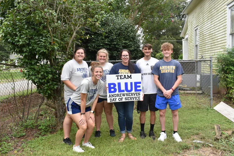 Andrew's college volunteers on AndrewServes Day of Service