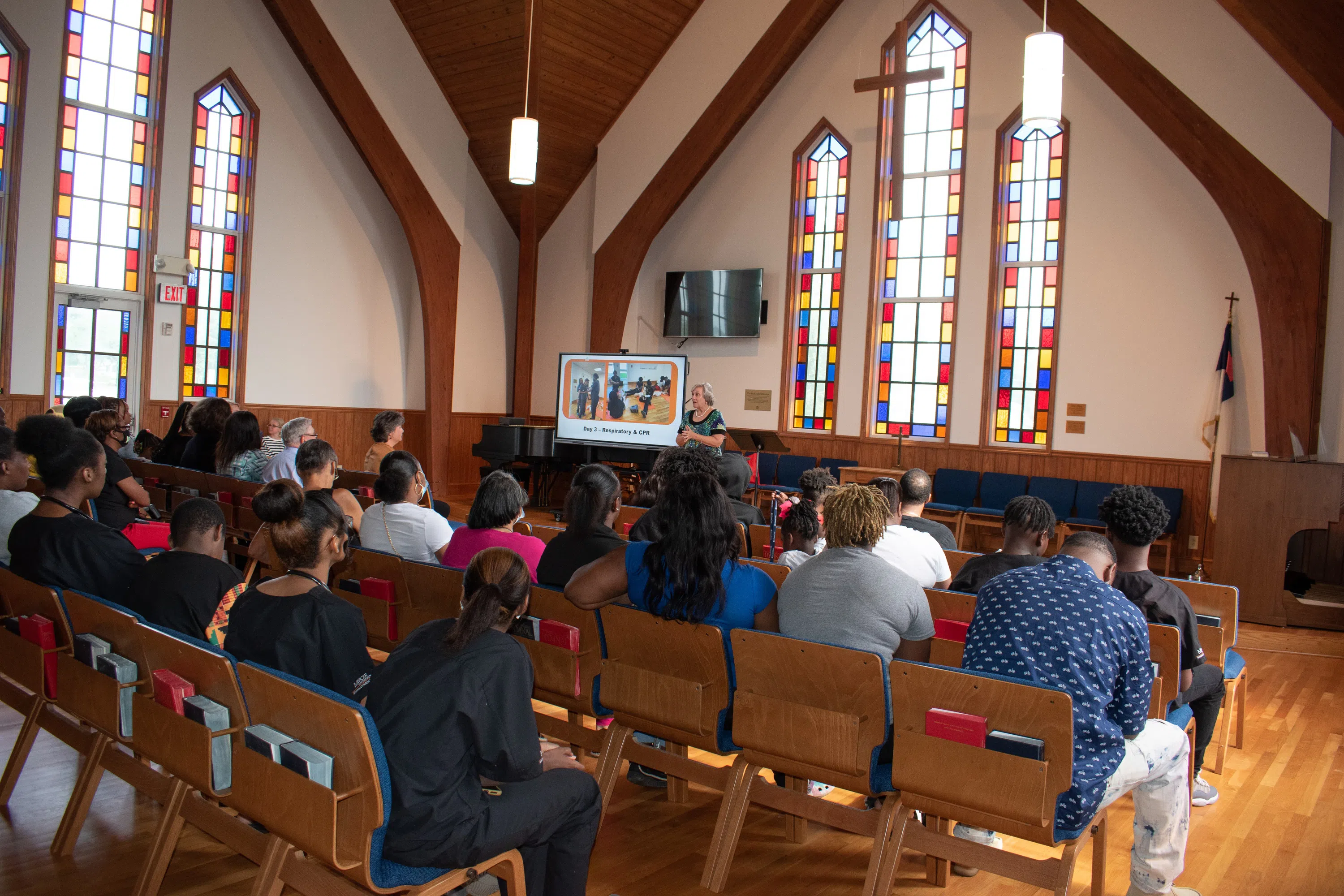 Group gathered for event inside Jones Chapel sanctuary.