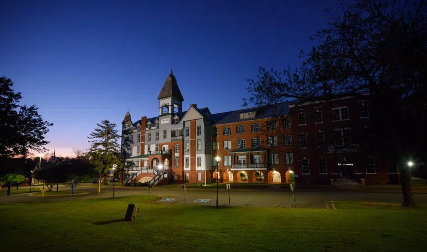 Exterior shot of Old Main in daylight on Andrew College Campus.