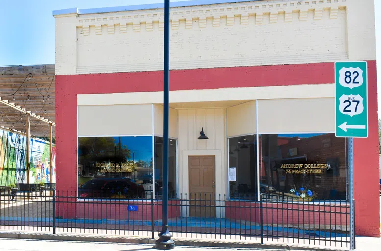 Image of the exterior of the Richard B. Taylor Music Center on the campus of Andrew College.  This building is located on the square in downtown Cuthbert, GA.