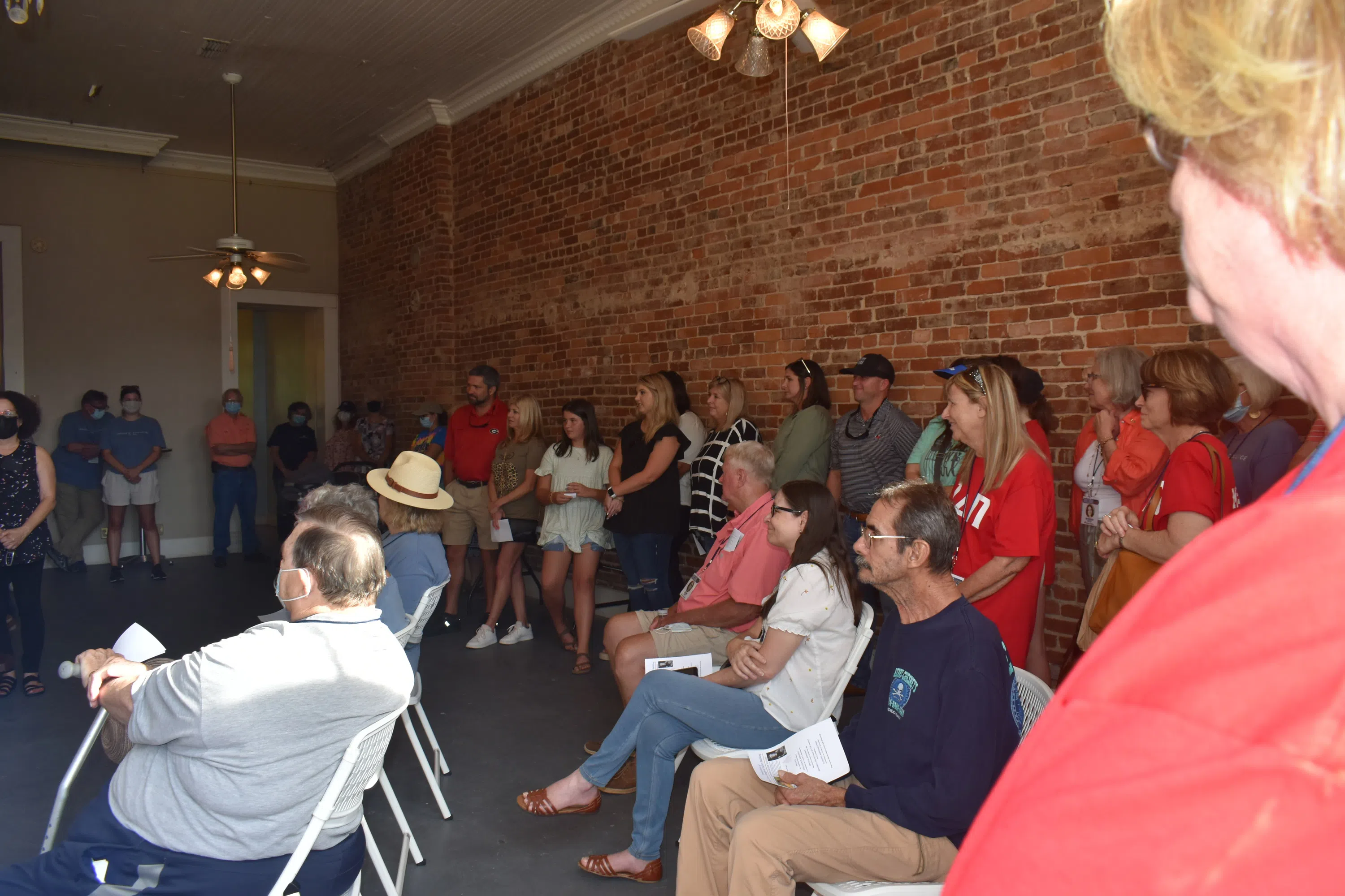 Guests inside the Salter building attend the naming ceremony for the Salter Building.