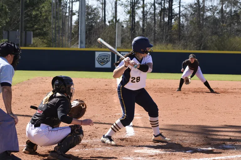 Andrew College Tigers softball player up at bat at Hord Athletic Complex on the campus of Andrew College in Cuthbert, GA.