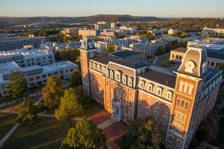 Sky view of old main.