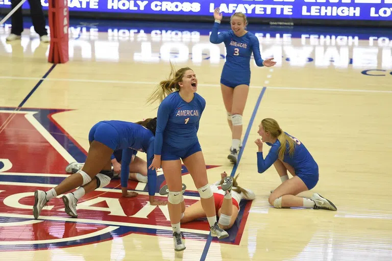 AU's Women's Volleyball team is a perennial power and often wins the Patriot League championship.