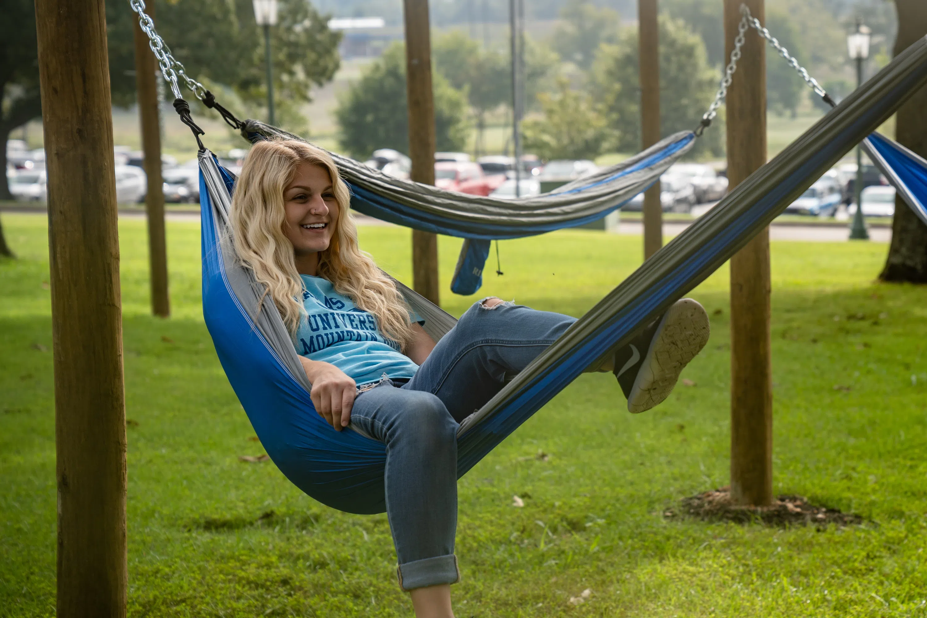 Student in hammock 