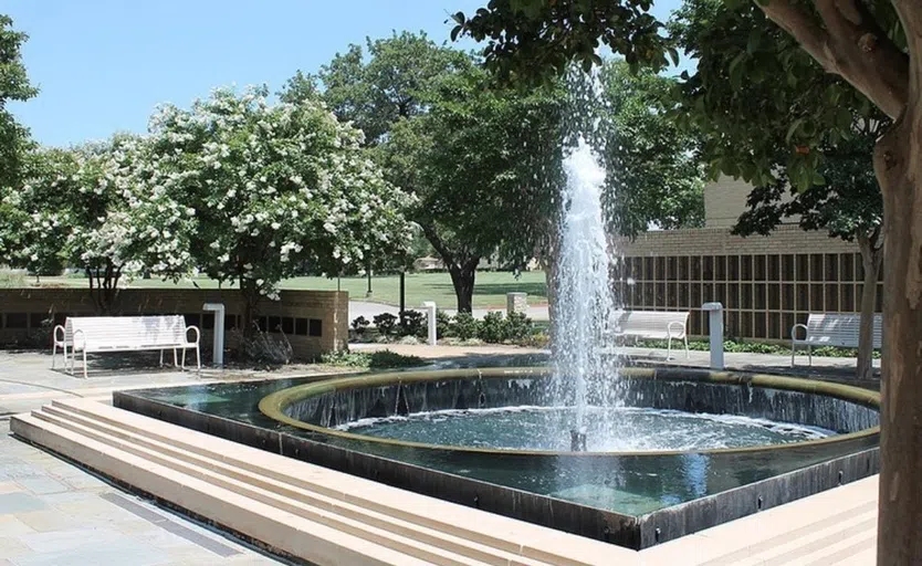 The Honors Court, located between Wortham Center and Wynne Chapel, offers a place of quiet reflection. The names of all Austin College graduates, members of the Board of Trustees, and donors with membership in the Stephen F. Austin Society, 1849 Society, or Emily Austin Society are noted on the surrounding walls.  The Honors Court was constructed in 1980 with a gift from the William Collins family of Fort Worth. The Margaret Binkley Collins Fountain was added during an extensive renovation in 2000 and named by the Board of Trustees for the alumna.