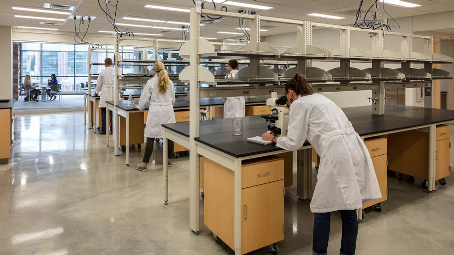 A lab in the Biology building. 