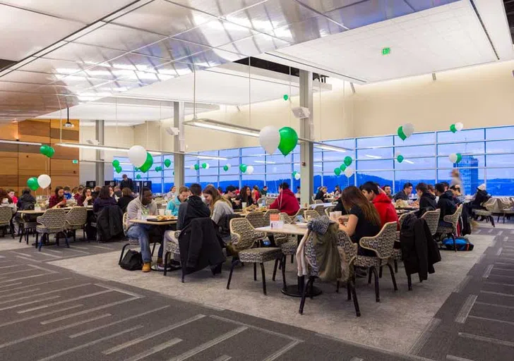 Students sitting in the Mountainview dining hall