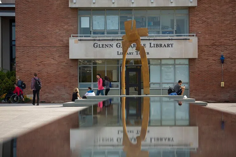 Entrance to binghamton's library tower