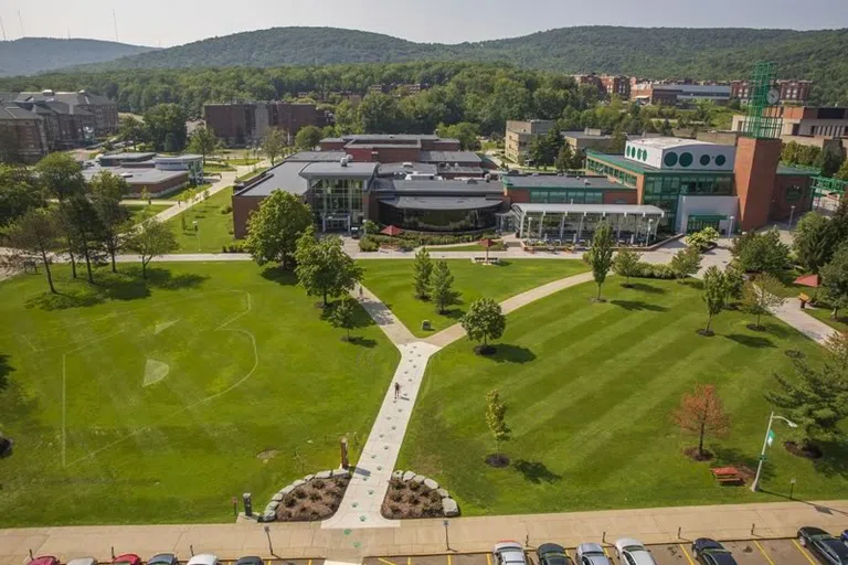 Aerial view of peace quad