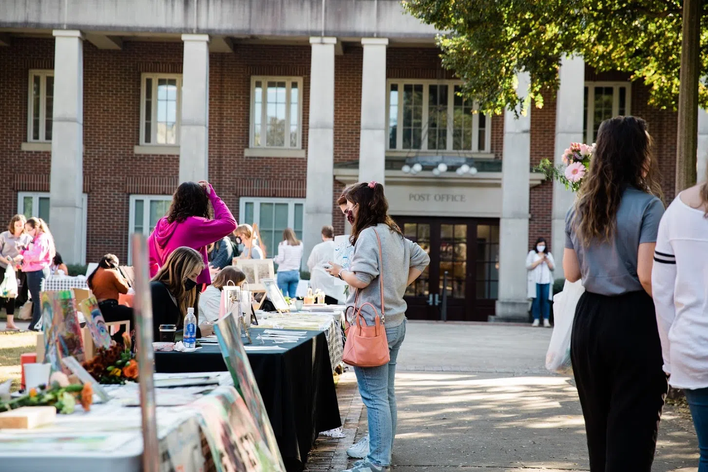 Farmers market set up in front of Norton Campus Center