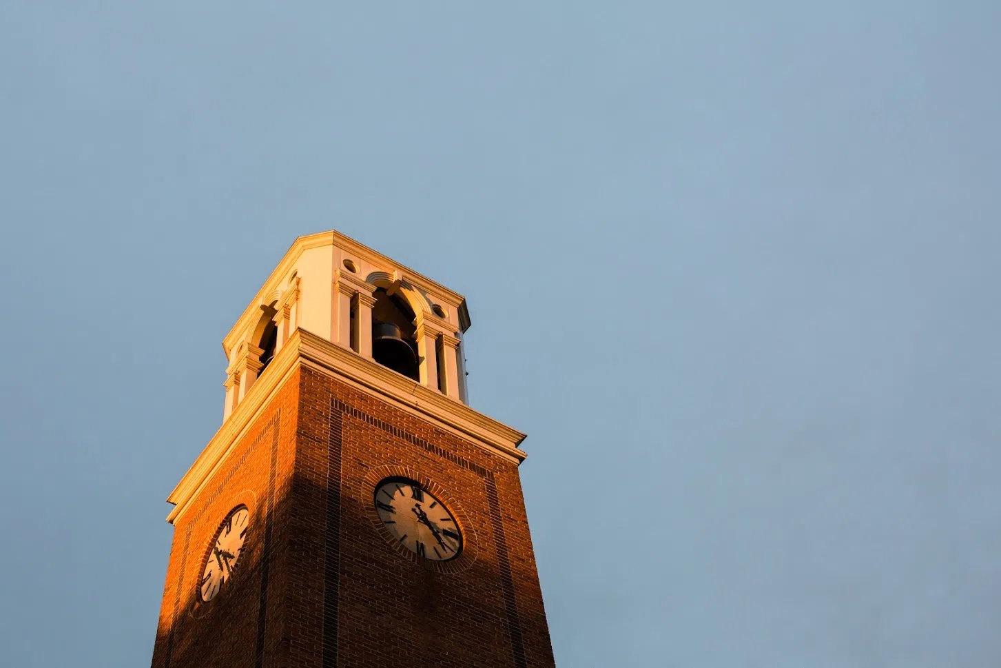 Looking up at the Bell Tower during golden hour