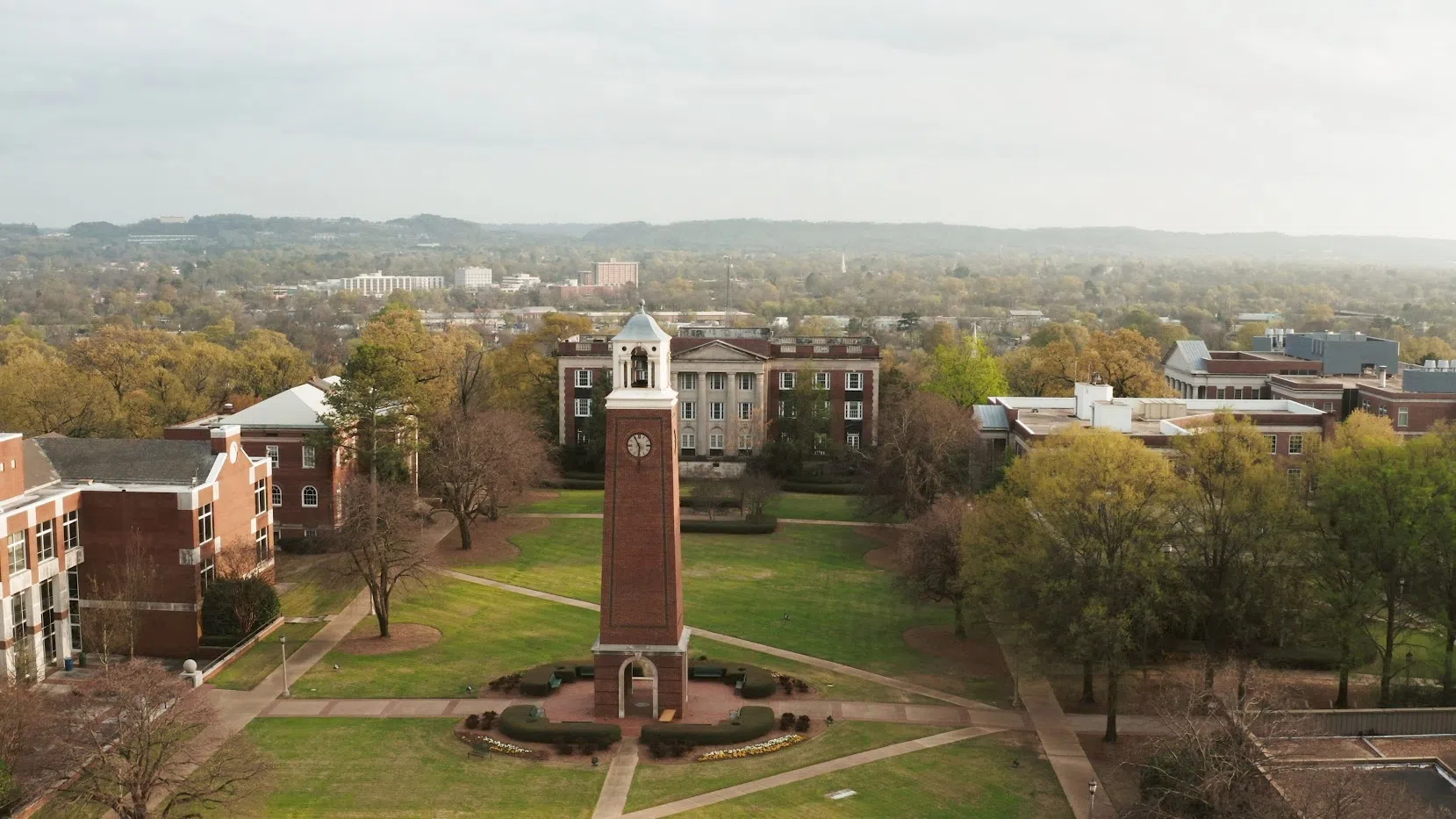 Photos of BSC's Bell Tower and academic quad