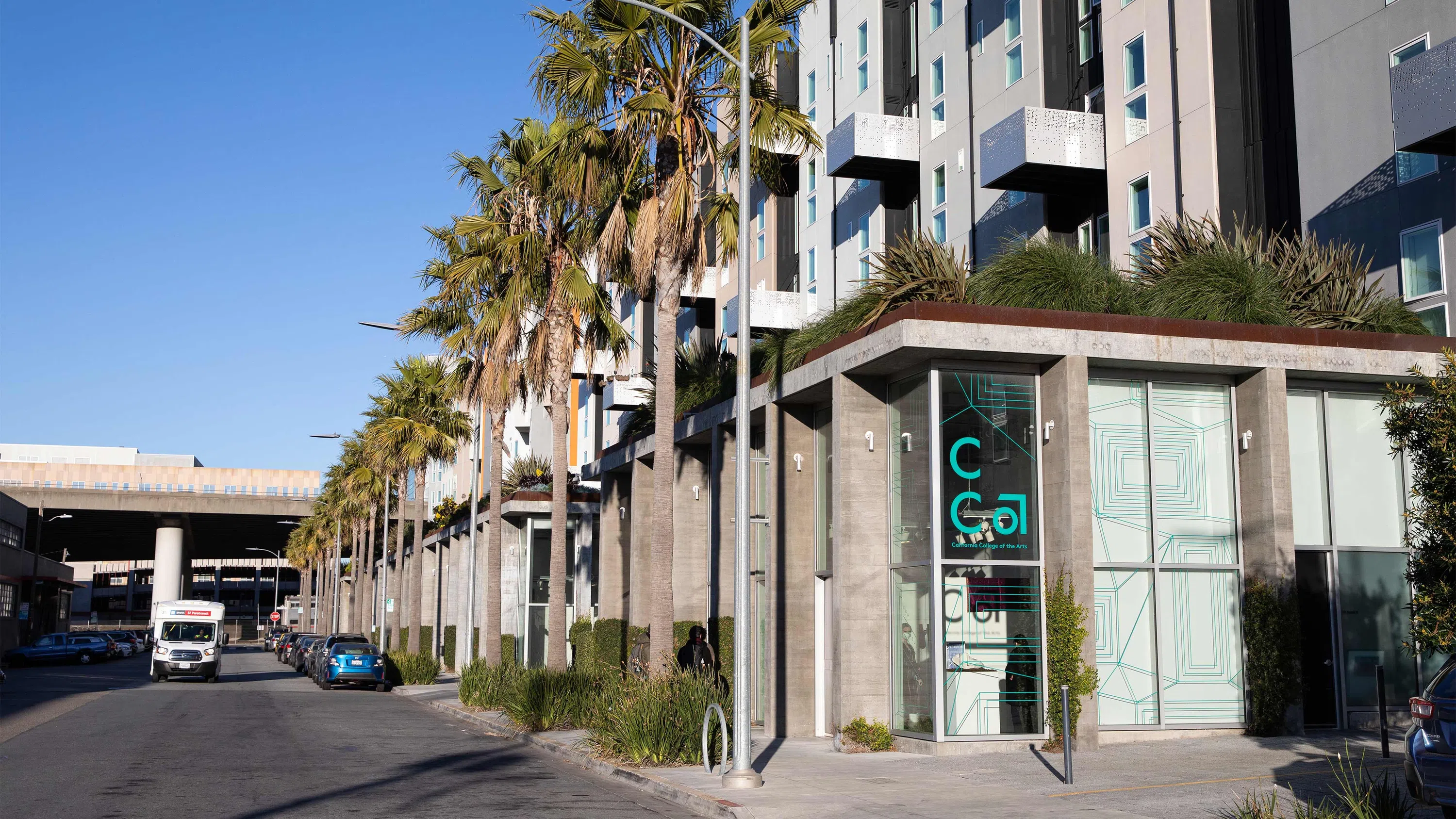 Pedestrian view of the Hubbell Street studios and classrooms.