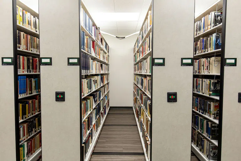 The library is outfitted with brand new electronic book racks and ample, flexible study space. Students can study independently or reserve a room to meet in groups.  