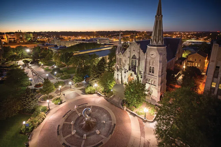 St. John's Church Aerial at Night