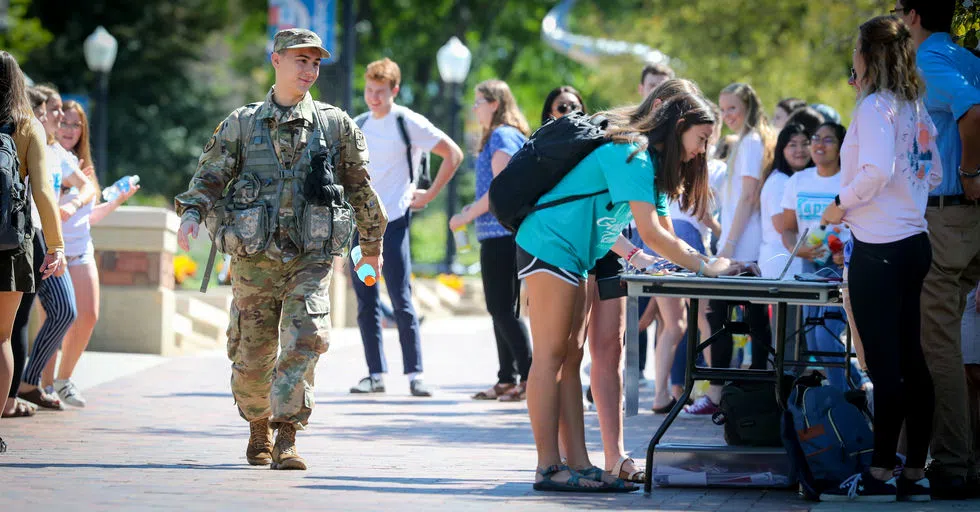 ROTC student on the mall