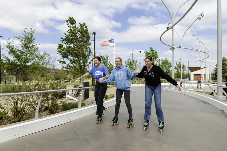 Students at the Riverfront Roller Skating Ribbon