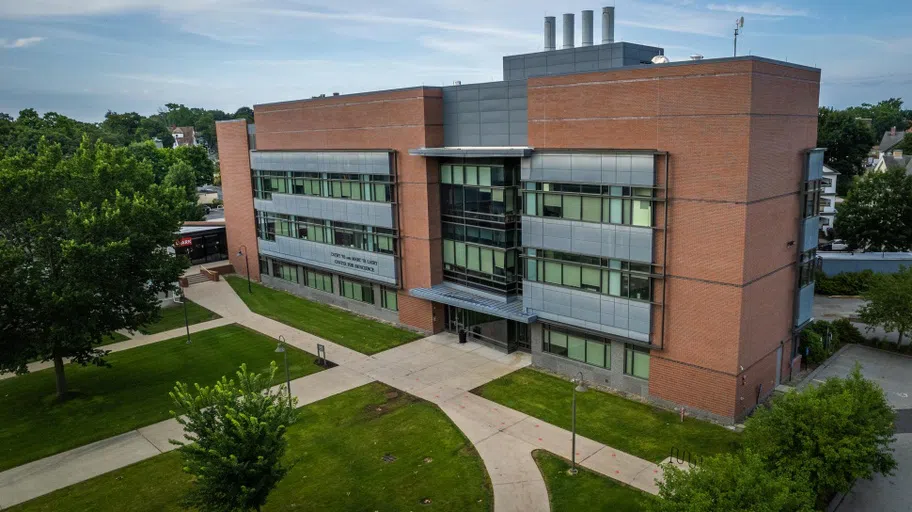 Lasry Center exterior drone shot