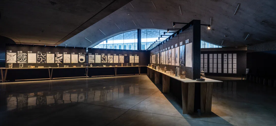 A multi-pronged exhibit space in the Milstein Hall Dome. 