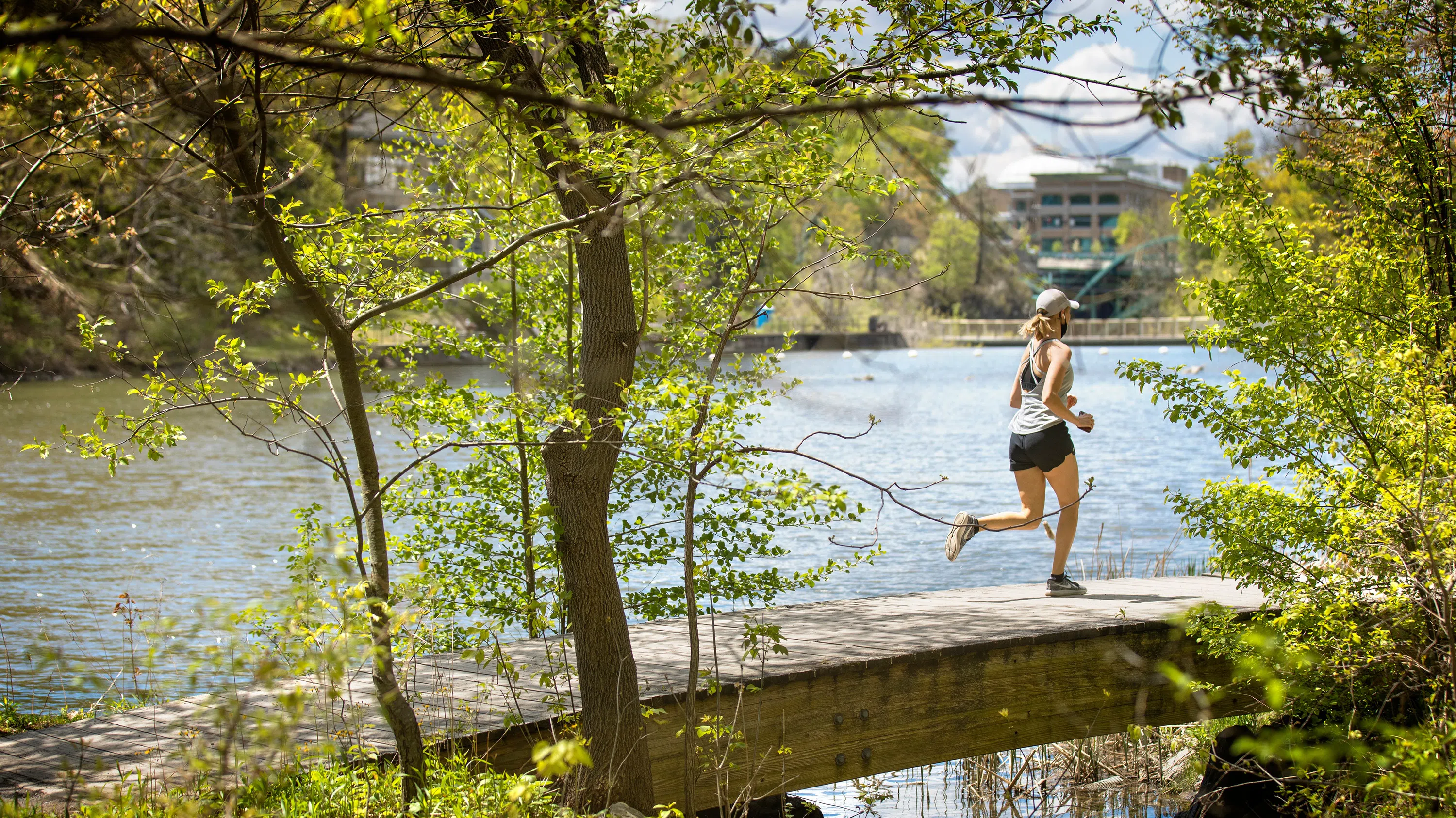 Numerous trails outline the edges of Beebe Lake, a favorite destination on campus for runners, hikers and others who enjoy the outdoors.