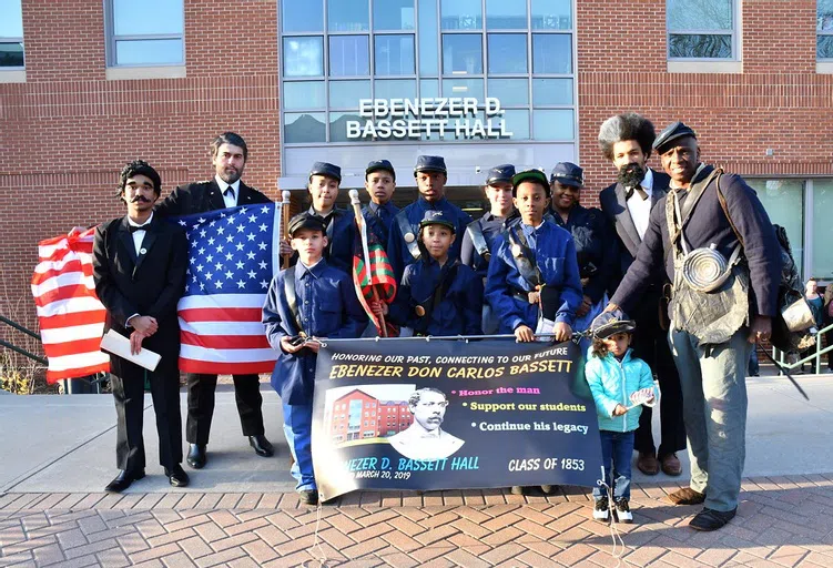 Group of students honoring Ebenezer Don Carlos Bassett