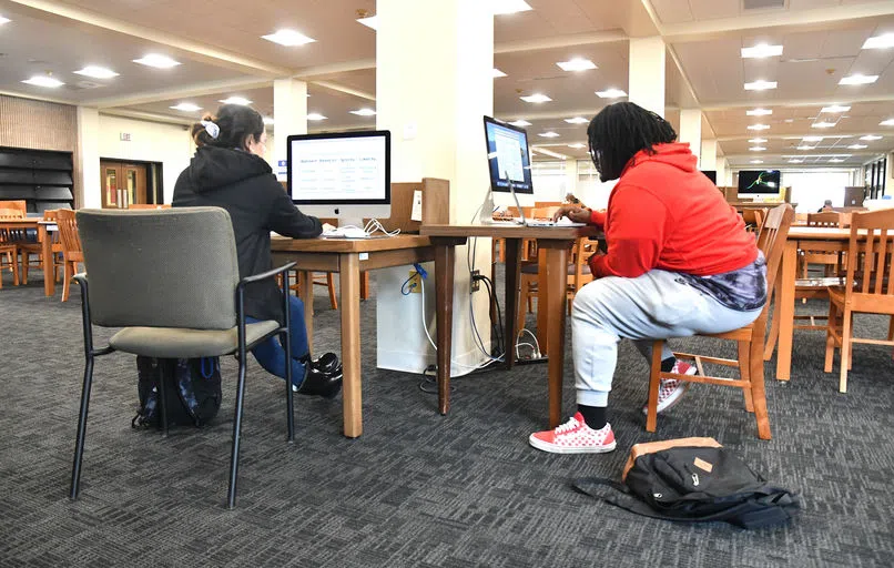 Students in the library