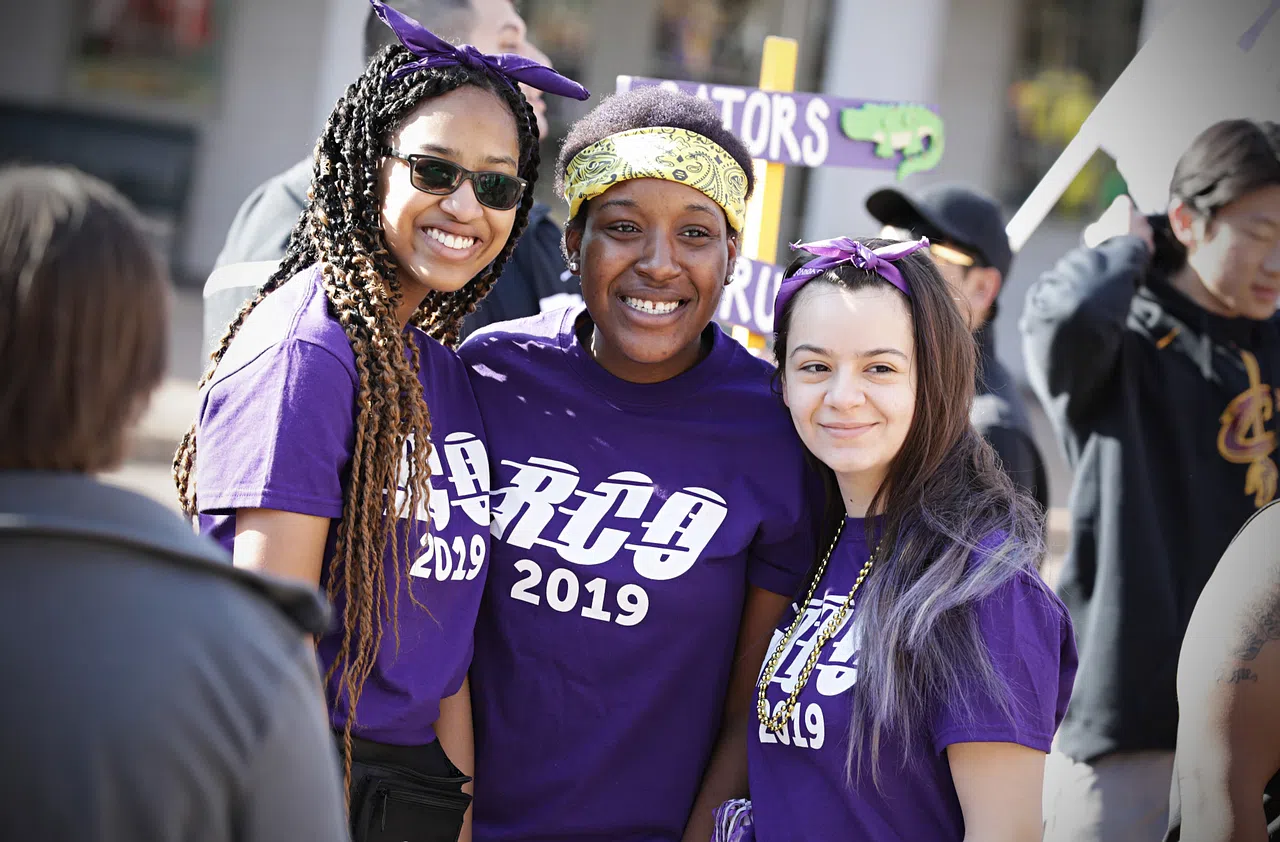 Students pose for a photo during the Residential College Olympics