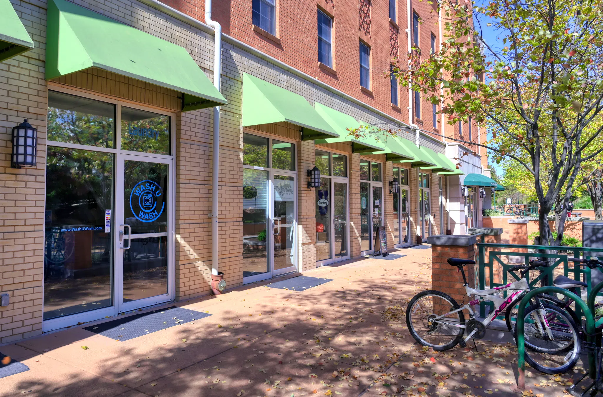 Exterior shot of the Gregg storefronts