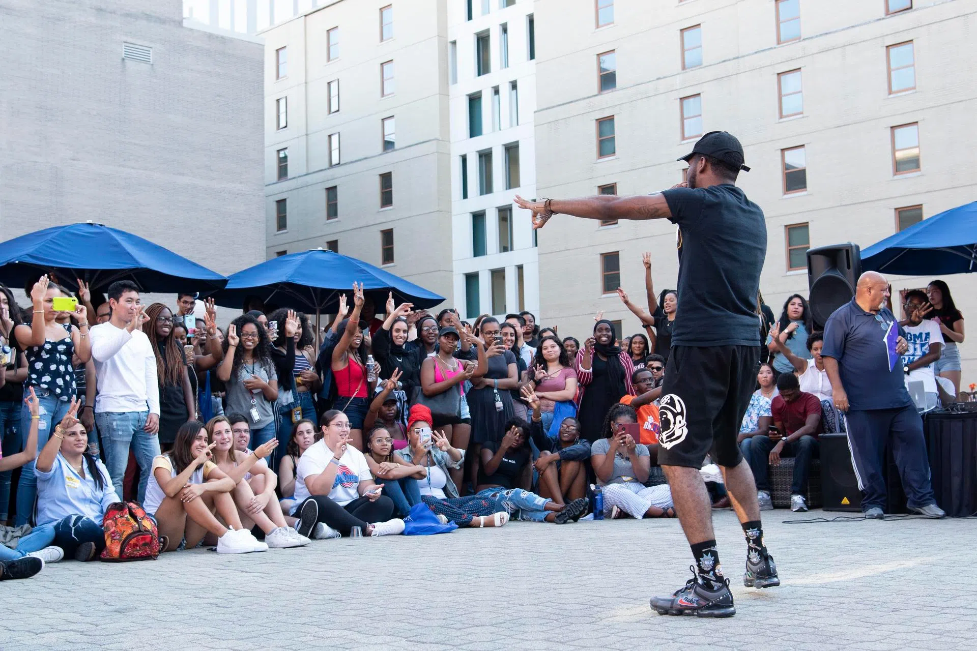 Students enjoy a performance during the MSSC Block Party