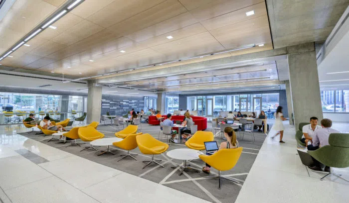 Photo of main lobby of Science and Engineering Hall at GW.