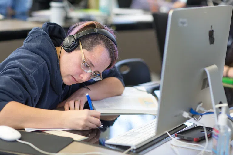 Student studies in the Tutorial Center