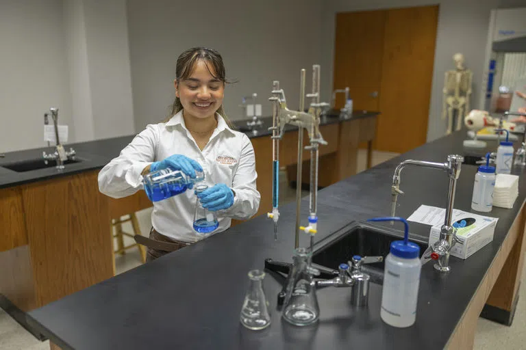 Student in science lab