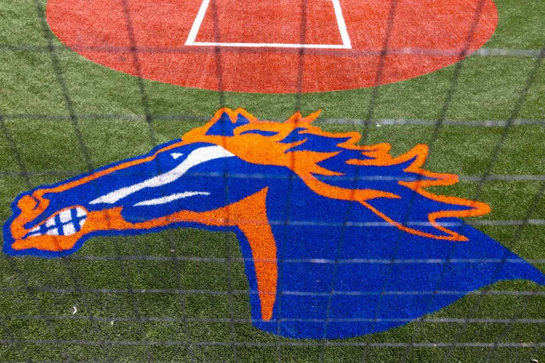 GHC athletics logo behind home plate 