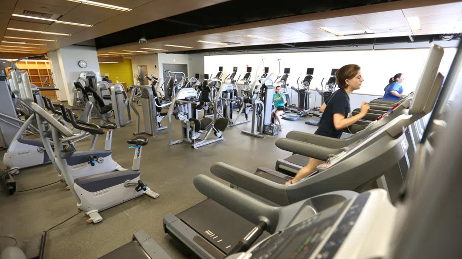 Student running on treadmill