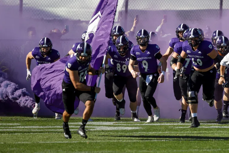 Football team runs onto the field