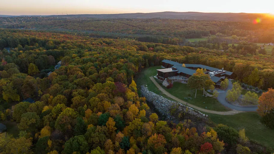 Joyce Contemplative Center in Autumn at sunset 