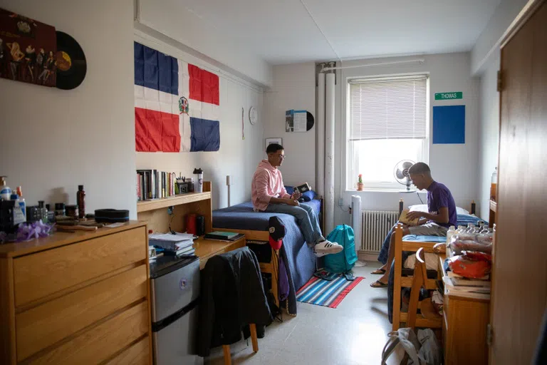 students in their dorm room