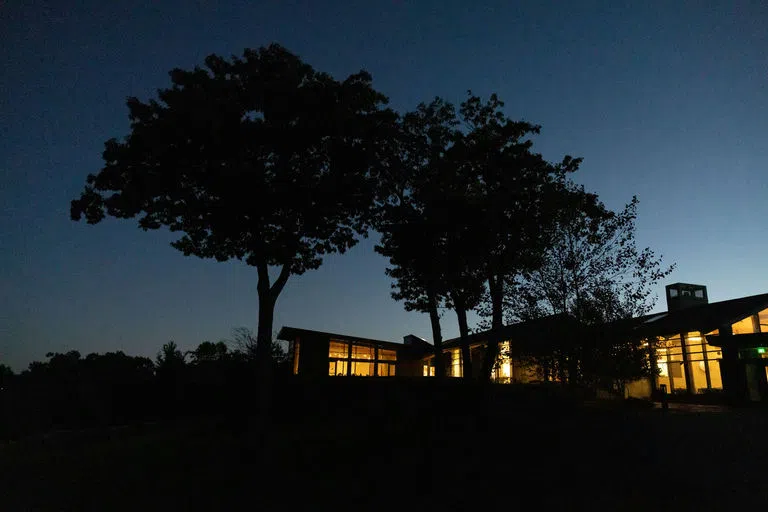 Outer view of Joyce Contemplative Center at night 