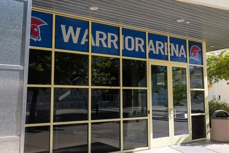 Warrior Arena signage over an entrance 