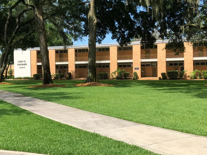 Outside of the Swisher Science Building.