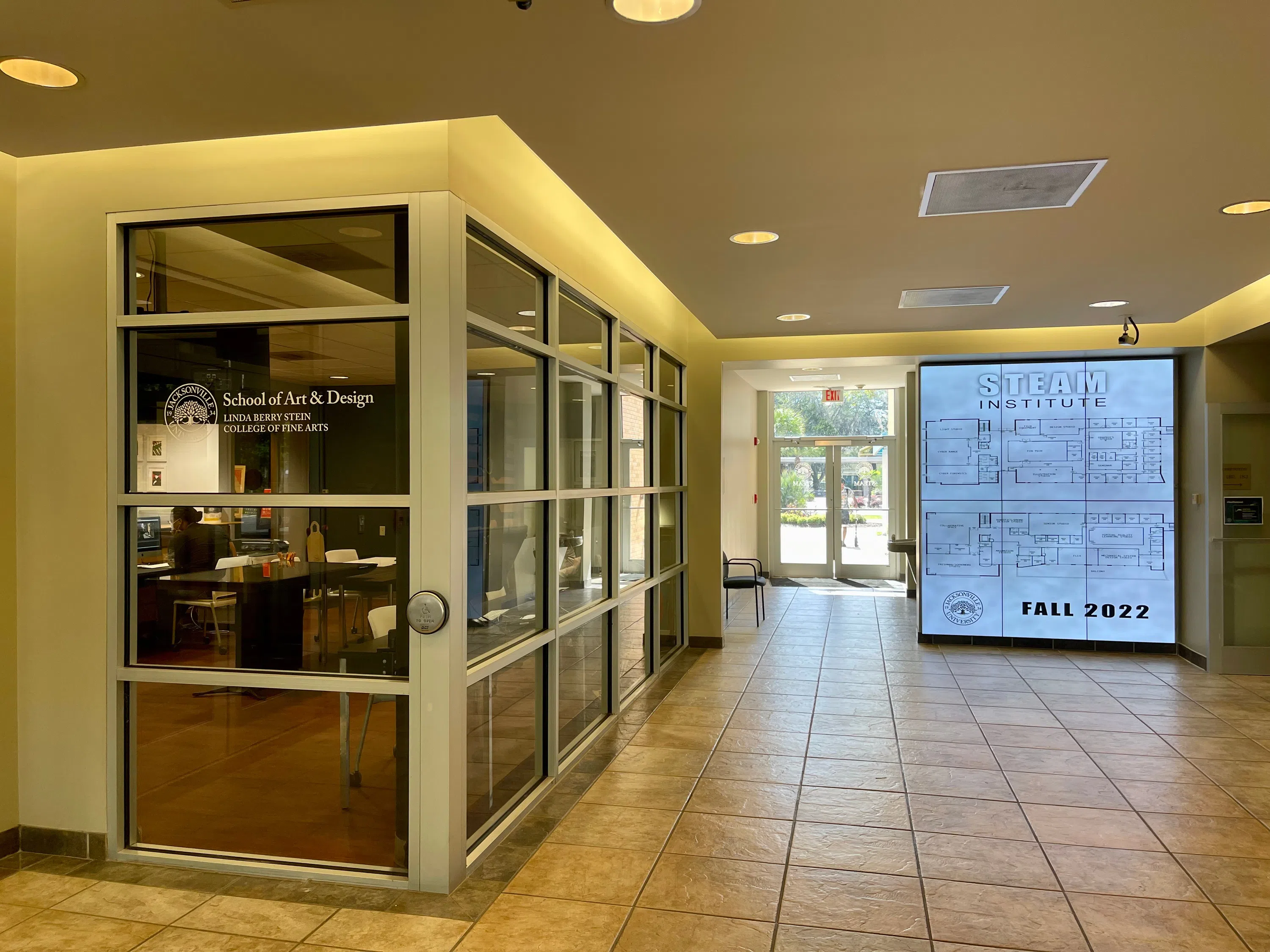 Inside of the STEAM Institute building. 