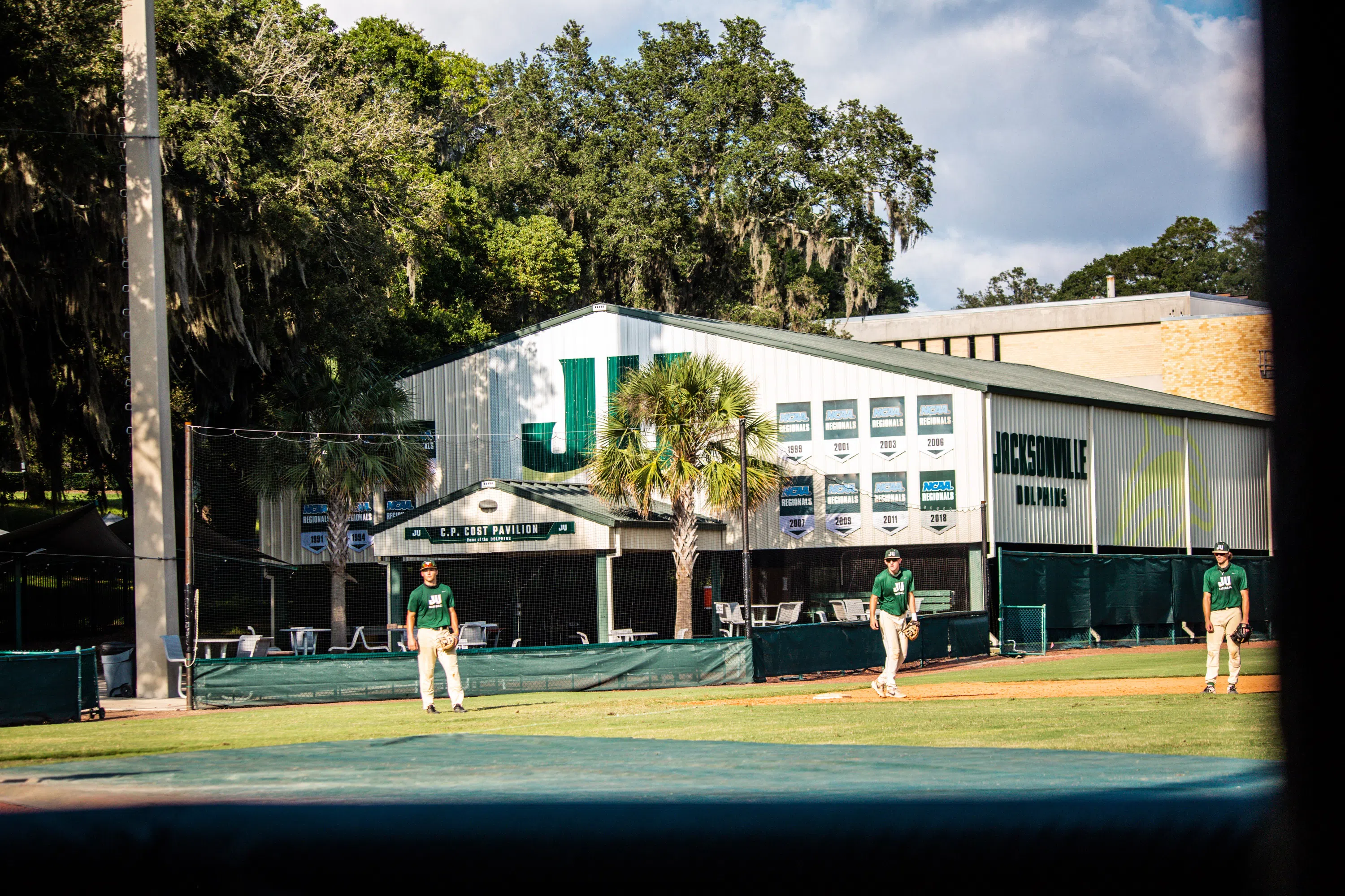 This is the outside of the C. P. Cost Pavilion. 